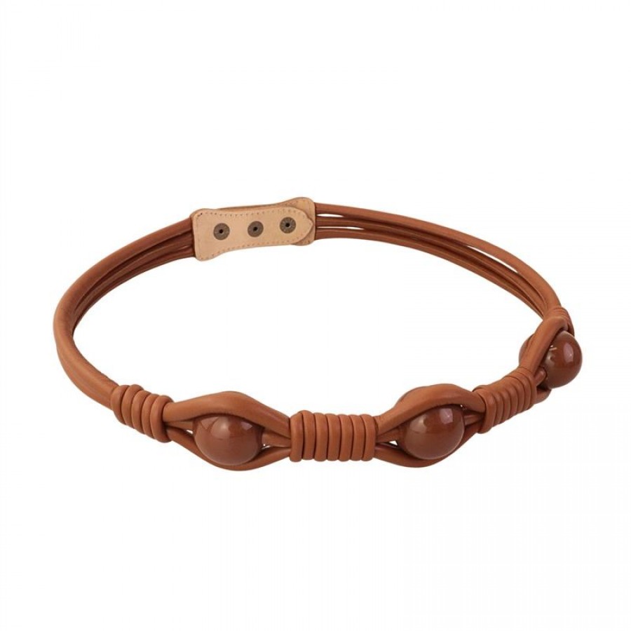 Cinto Trio De Couro Caramelo Gg 